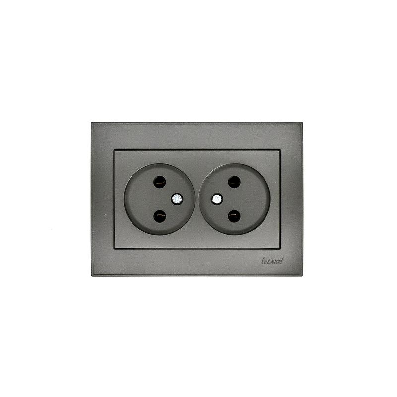 Розетка 2-м Rain без заземл. керамика матов. черн. графит LEZARD 703-4141-128