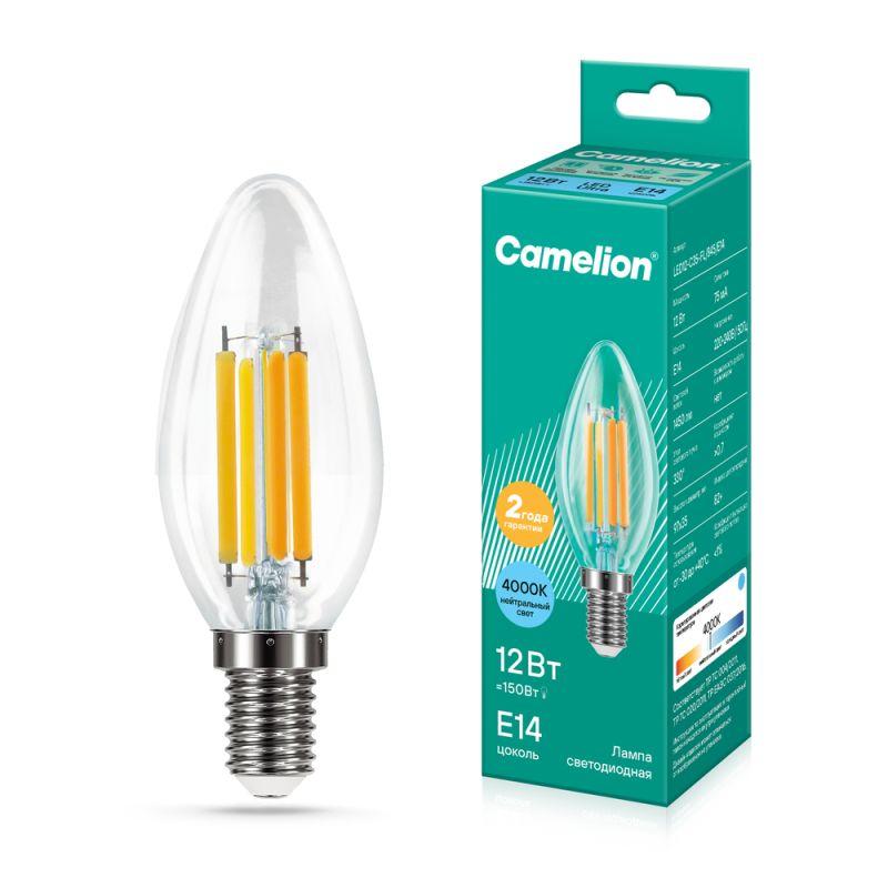 Лампа светодиодная филаментная LED12-C35-FL/845/E14 12Вт 220В Camelion 13709