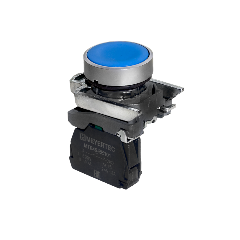 Кнопка плоская 1NO IP65 металл MTB4-BA61 син. ОВЕН 137120