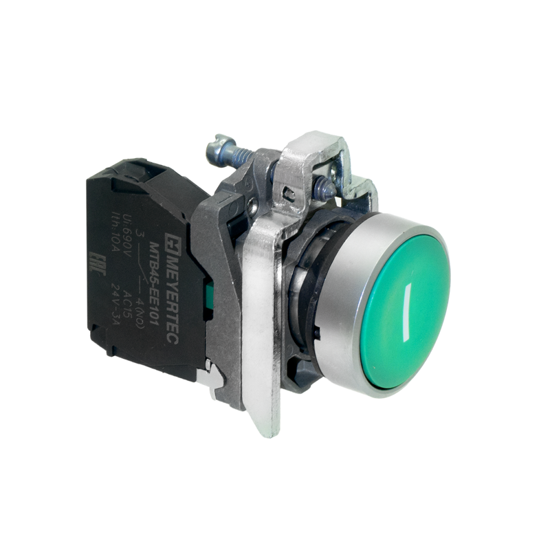 Кнопка плоская маркировка "I" 1NO IP65 металл MTB4-BA31521 зел. ОВЕН 137124
