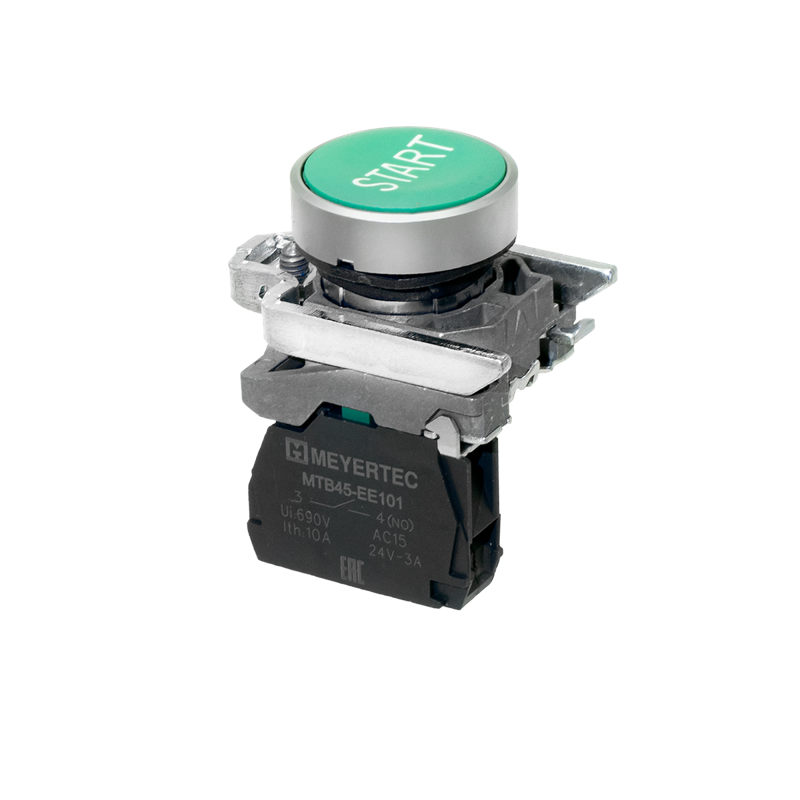 Кнопка плоская маркировка "START" 1NO IP65 металл MTB4-BA31601 зел. ОВЕН 137127