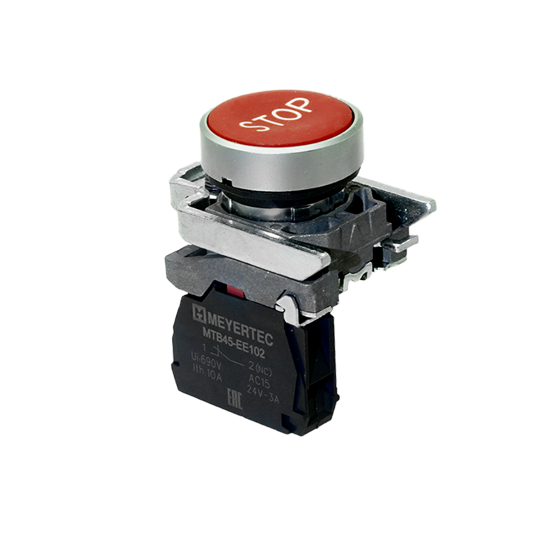 Кнопка плоская маркировка "STOP" 1NС IP65 металл MTB4-BA41622 красн. ОВЕН 137128