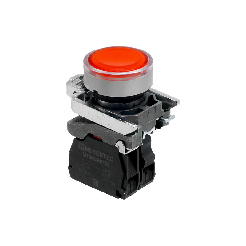 Кнопка с подсветкой 1NС 220В AC/DC IP65 металл MTB4-BW34723 красн. ОВЕН 137161