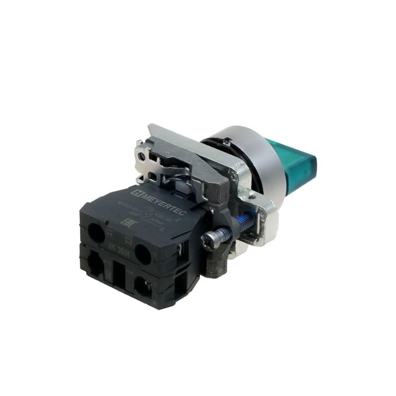 Переключатель на 2 положения с фиксацией и подсветкой 1NO 24В AC/DC IP65 металл MTB4-BK23711 зел. ОВЕН 137175