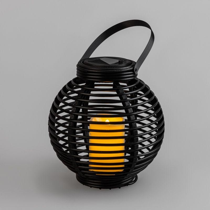 Фонарь декоративный 20х20х22см тепл. бел. корпус плетеный черн. на солнечной батарее Neon-Night 501-143