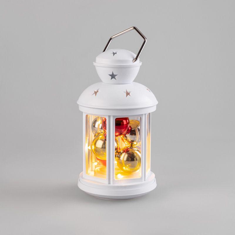 Фонарь декоративный 12х12х20.6см с шариками тепл. бел. свечение корпус бел. Neon-Night 513-062