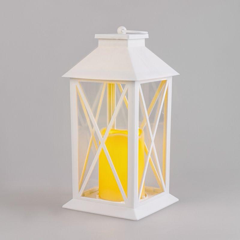 Фонарь декоративный 14х14х29см тепл. бел. со свечой корпус бел. Neon-Night 513-046