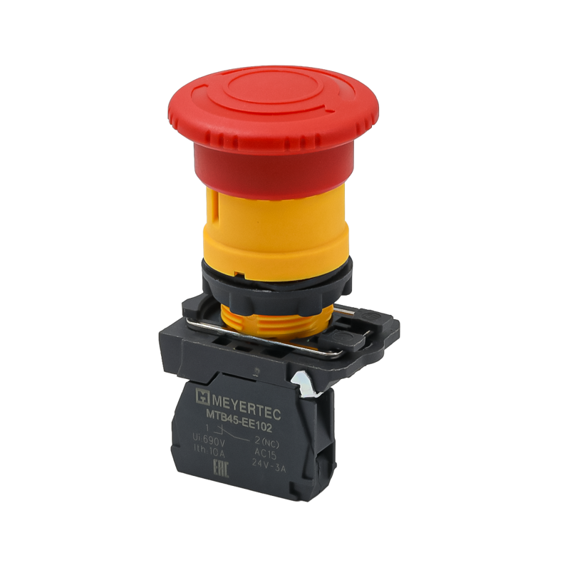 Кнопка грибовидная аварийной остановки 40мм возврат поворотом с фиксацией 1NC IP65 пластик MTB5-AS542 красн. ОВЕН 137250