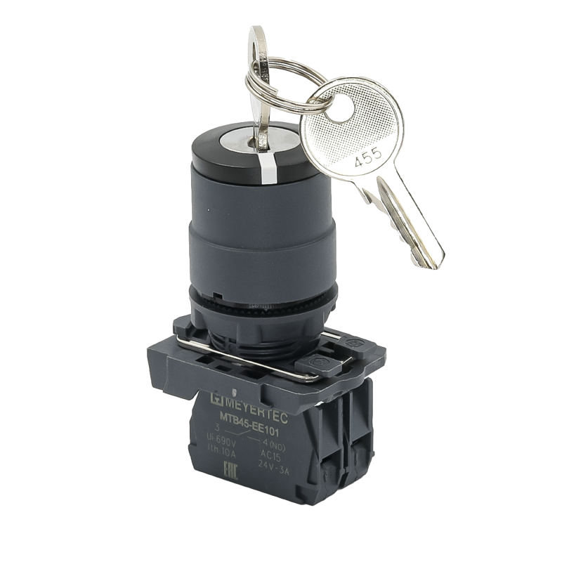 Переключатель с ключом на 3 положения с фиксацией 1 выемка в центре 2NO IP65 пластик MTB5-AG33 ОВЕН 137261