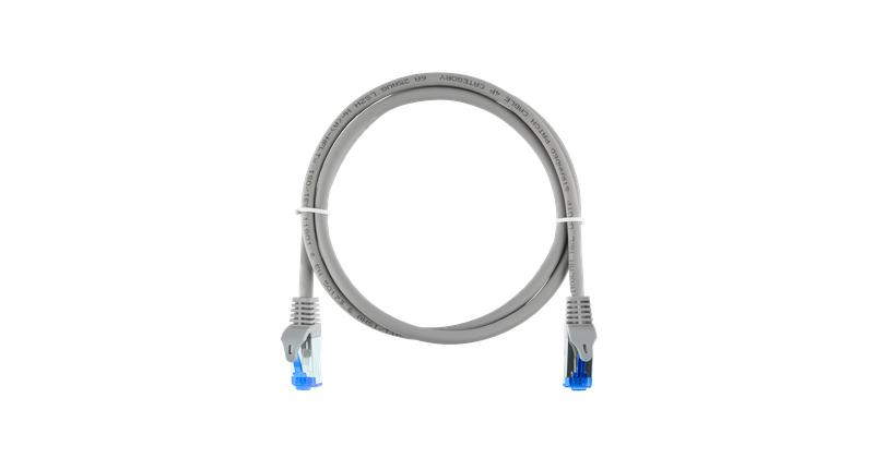 Шнур коммутационный F/UTP 4 пары кат.6 (Класс E) 250МГц 2хRJ45/8P8C T568B заливной с защитой защелки мж BC (чистая медь) 26AWG (7х150мм) LSZH нг(А)-HFLTx свет./сер. 5м NIKOMAX NMC-PC4SE55B-ES-050-C-GY