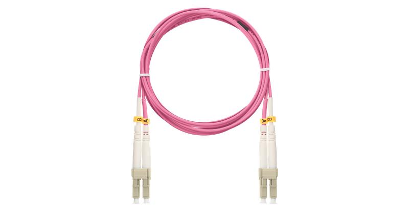 Шнур волоконно-оптический соединительный многомод. 50/125мкм стандарта ОM4 LC/UPC-LC/UPC двойн. LSZH нг(A)-HFLTx 2мм маджента 1м NIKOMAX NMF-PC2M4C2-LCU-LCU-001