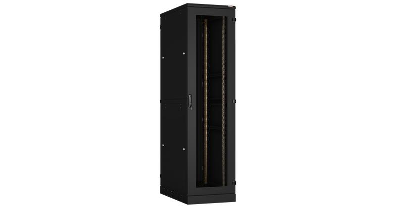 Шкаф напольный 19дюйм 47U стекл. дверь двухуровневые боковые метал. стенки Ш600хВ2280хГ1000мм в разобран. виде черн. NIKOMAX TFA-476010-GHMH-BK
