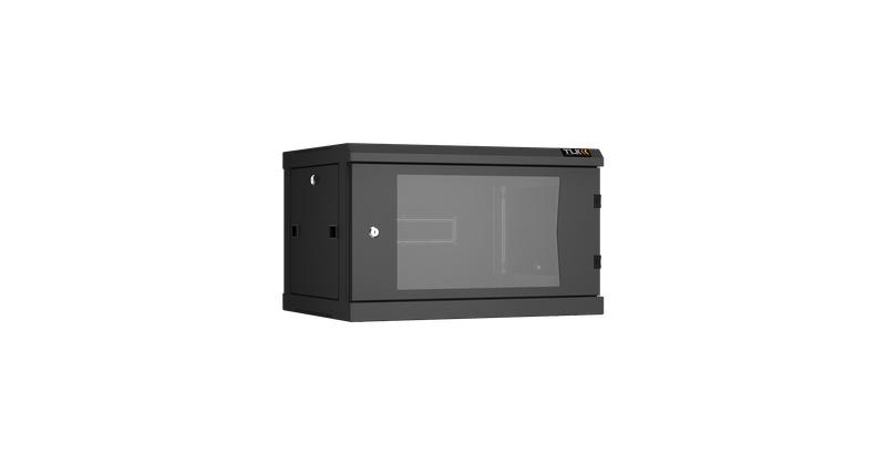 Шкаф настенный разборный 19дюйм 6U стекл. дверь Ш600хВ370хГ450мм 2 пары монтажных направляющих черн. NIKOMAX TWC-066045-R-G-BK