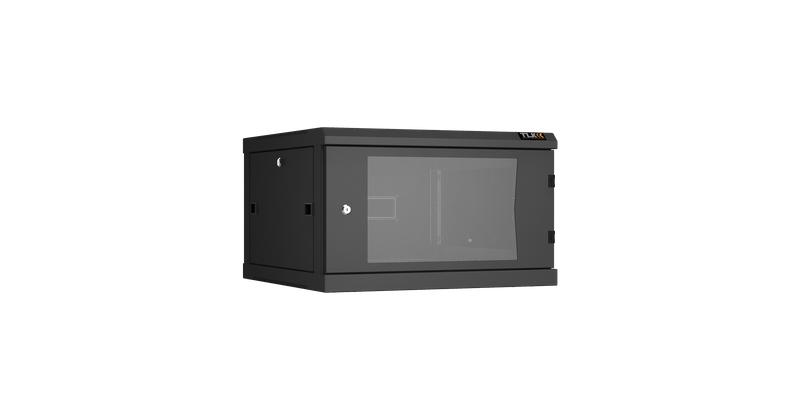 Шкаф настенный разборный 19дюйм 6U стекл. дверь Ш600хВ370хГ600мм 2 пары монтажных направляющих черн. NIKOMAX TWC-066060-R-G-BK