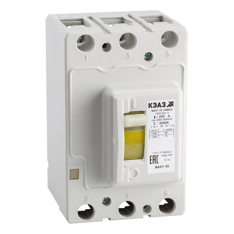 Выключатель автоматический 3п 250А 1250Im 40кА ВА57-35-340016 УХЛ3 690В AC КЭАЗ 138458