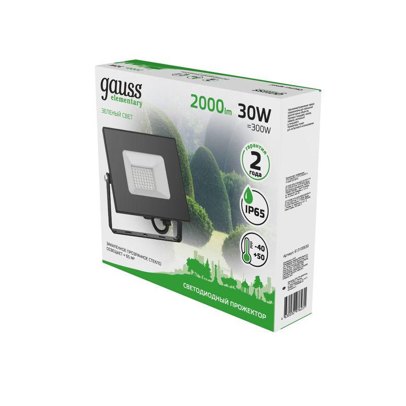 Прожектор светодиодный Elementary 30Вт IP65 2000лм 175-265В ДО черн. GAUSS 613100630