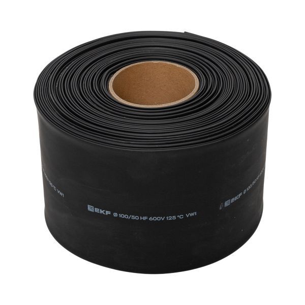 Трубка термоусадочная ТУТ нг 100/50 черн. PROxima (уп.25м) EKF tut-100-b