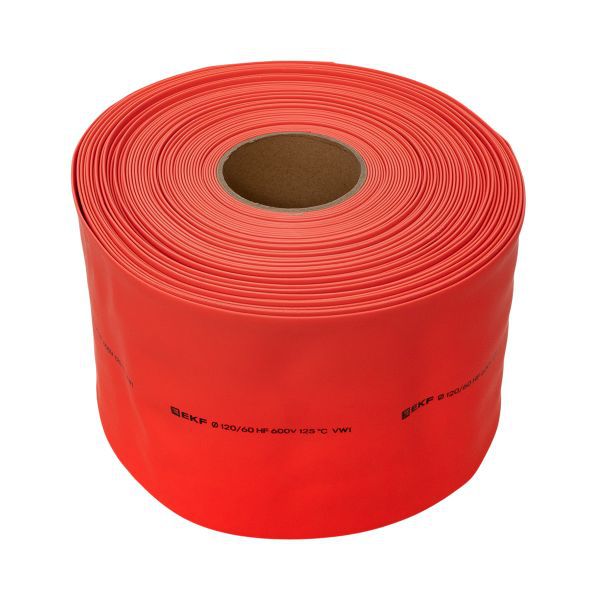 Трубка термоусадочная ТУТ нг 120/60 красн. PROxima (уп.25м) EKF tut-120-r