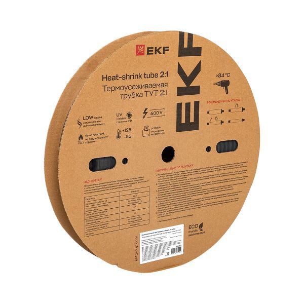 Трубка термоусадочная ТУТ нг 35/17.5 черн. PROxima (уп.50м) EKF tut-35-b