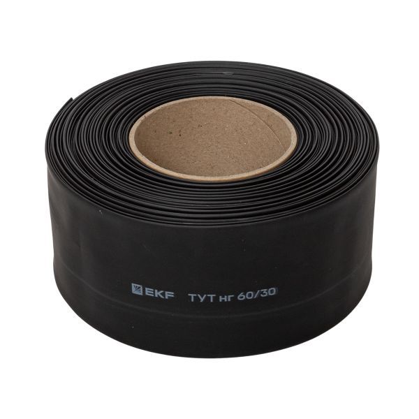 Трубка термоусадочная ТУТ нг 60/30 черн. PROxima (уп.25м) EKF tut-60-b