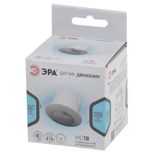 Датчик движения MD 018 бел. 1200Вт 360 гр. 6М IP20 (501050) бел. Эра Б0043795