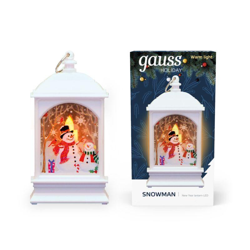 Фонарь новогодний светодиодный Holiday Снеговик 0.1Вт тепл. IP20 элементы питания в компл. GAUSS HL030