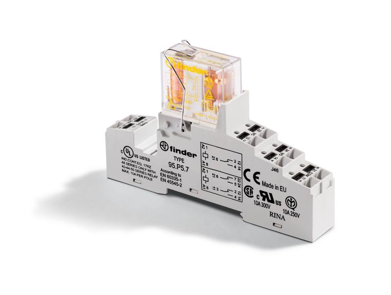 Модуль интерфейсный (сборка 50.12.9.024.5000 + 95.P5SMA) электромеханич. реле безопасности 2CO 8А AgNi+Au 24В DC IP20 клеммы Push-in металлич. клипса FINDER 48P290245007SMA