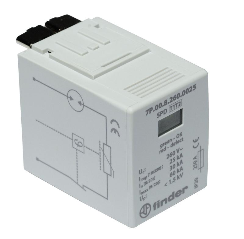 Модуль сменный для устройств защиты от импульсных перенапряж. варистор/искровый разрядник 255В AC FINDER 7P008255S012