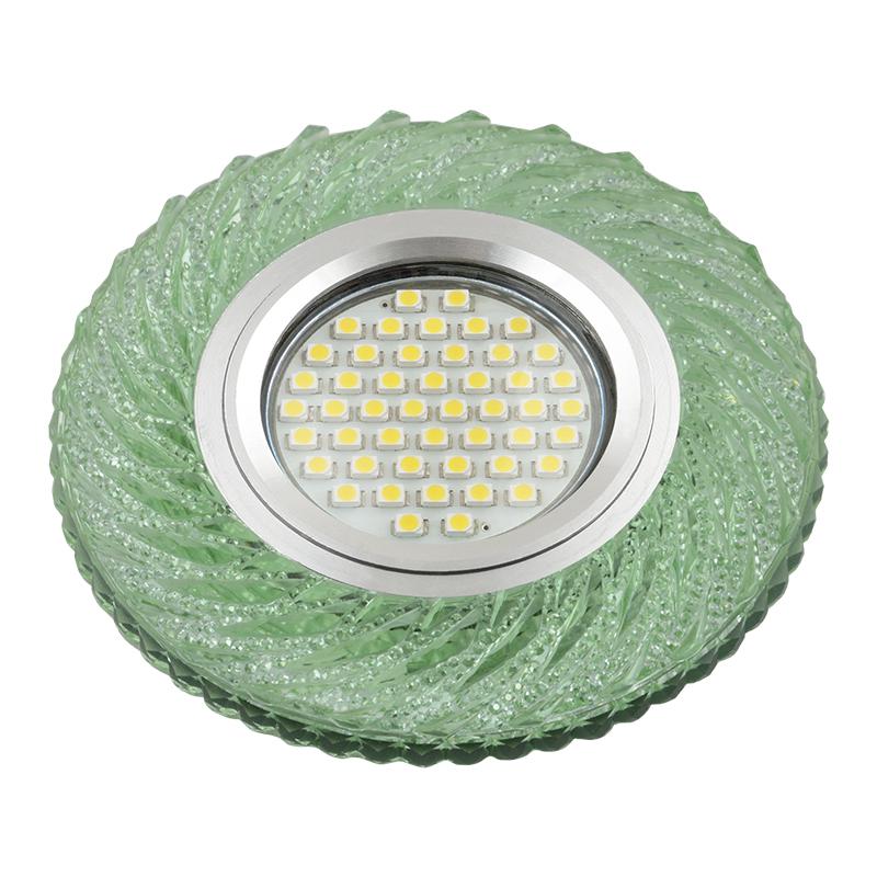 Светильник DLS-L137 GU5.3 GLASSY/GREEN GU5.3 встраив. доп. светодиод. подсветка 3Вт без лампы стекло Fametto UL-00003867