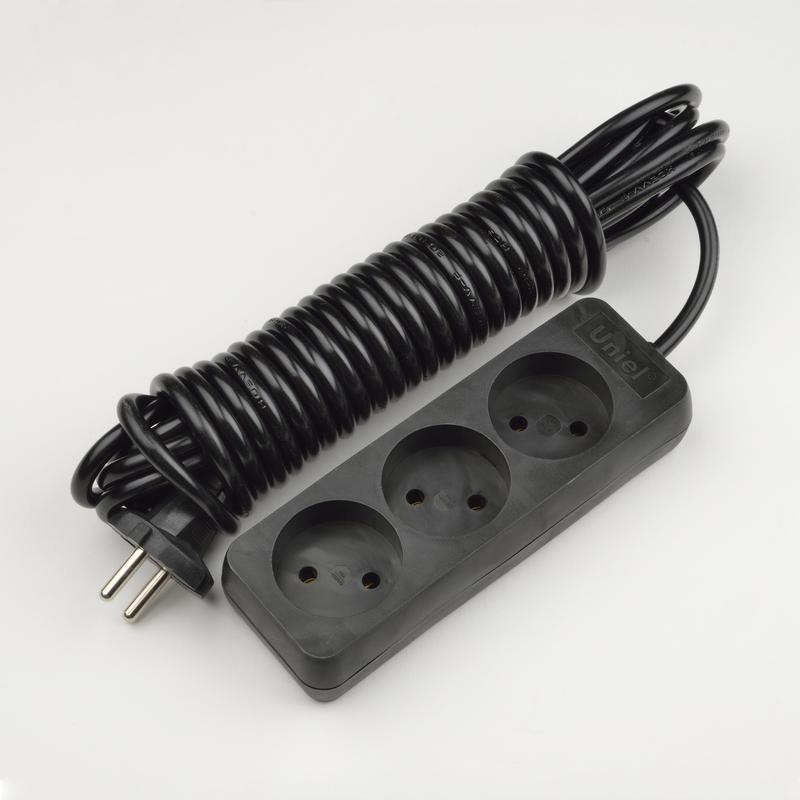 Удлинитель 3х5м без заземл. Standart S-CD3-5 Black черн. Uniel UL-00003605