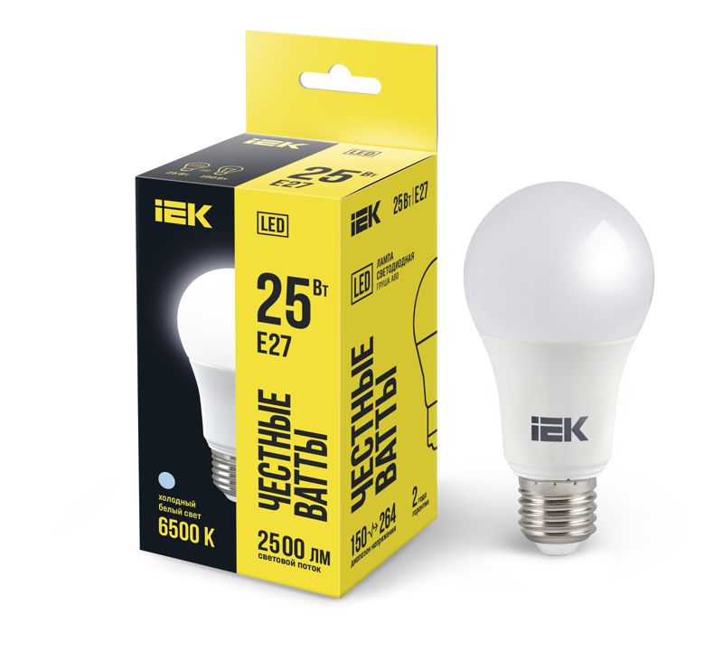 Лампа светодиодная 25Вт A80 грушевидная 6500К холод. бел. E27 230В IEK LLE-A80-25-230-65-E27