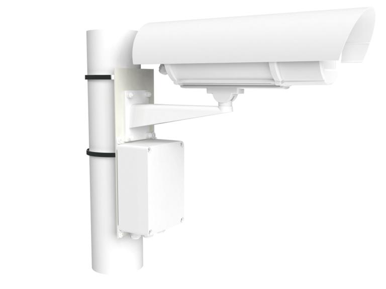 Кронштейн крепления видеокамер ТВК и термокожухов ТГБ коробок монтажных КМ-1 КМ-2 КМ-3 и блоков питания БПУ-2 на квадратные и круглые опоры d115-135мм КС-1-03 Тахион 40090