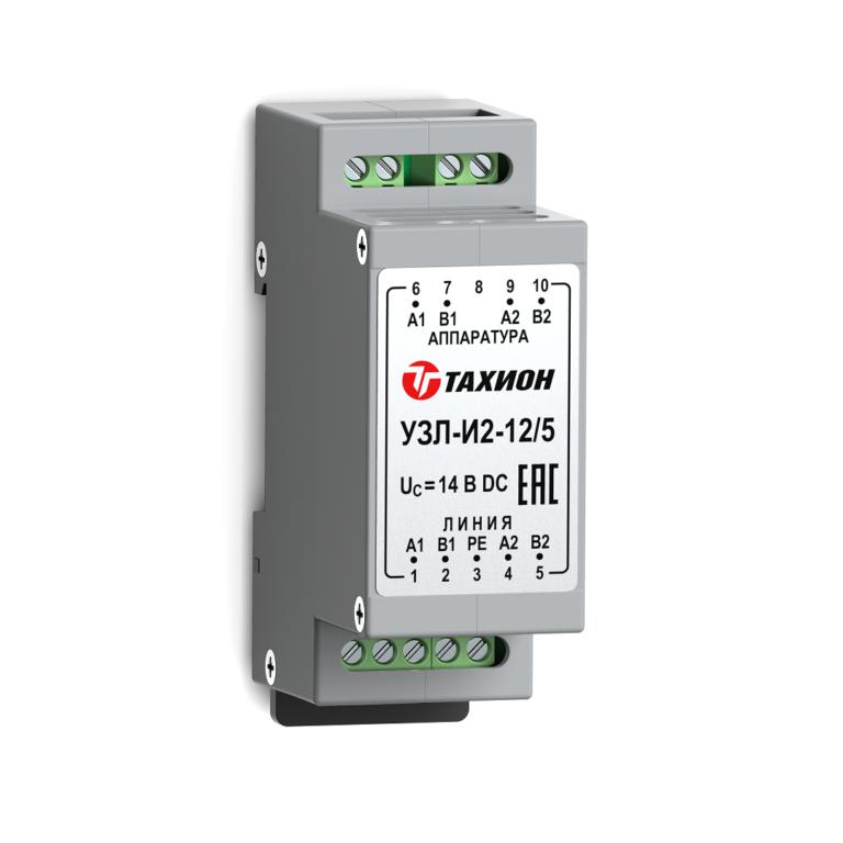 Устройство защиты оборудования уличное двухканальное 2х проводные линии интерфейса с подачей питания 12В DC по сигнальным парам 5А УЗЛ-И2-12/5 исп.1 Тахион 20145