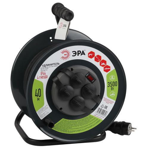 Удлинитель на метал. катушке 4х40м с заземл. 16А IP44 RMx-4es-3х1.5-40m-IP44(KG) КГ 3х1.5 Эра Б0046848