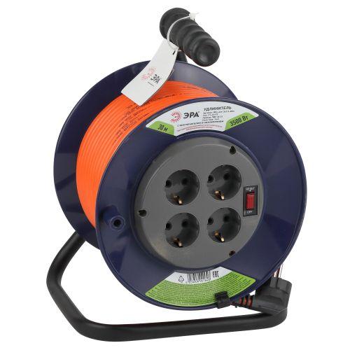 Удлинитель на пластик. катушке 4х30м с заземл. 16А IP20 RPx-4es-3х1.5-30m ПВС 3х1.5 Эра Б0043056