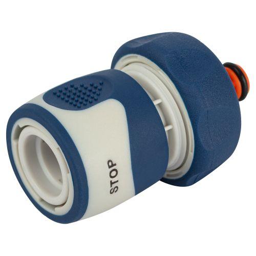 Соединитель-коннектор с аквастопом для шланга 19мм (3/4) пластик TPR (20/200) Green Apple Б0003119