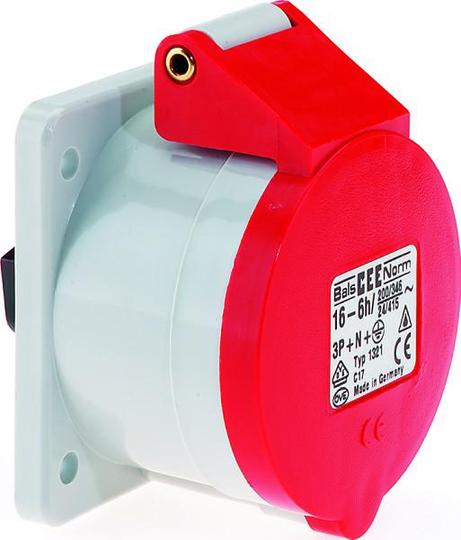 Розетка встраиваемая 16А 5п 3P+N+PE 6ч 400В IP44 72х65 Bals 1321