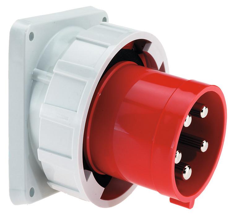 Вилка встраиваемая 125А 5п 3P+N+PE 6ч 400В IP67 наклонная фланец 130х120 Bals 2744