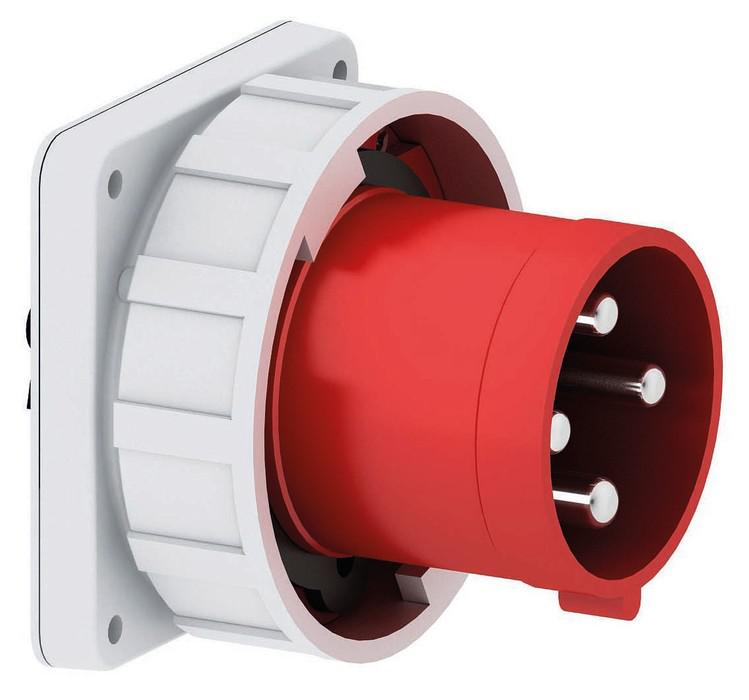 Вилка встраиваемая 125А 4п 3P+PE 6ч 400В IP67 прямая 120х120 Bals 2861