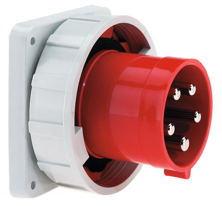 Вилка встраиваемая 125А 5п 3P+N+PE 6ч 400В IP67 прямая 120х120 Bals 2876