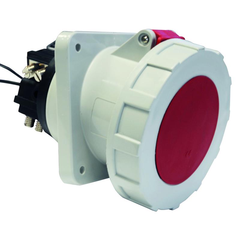 Розетка встраиваемая 125А 6ч 400В IP67 наклонная фланец 114х114 Bals 12025