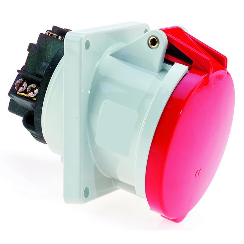 Розетка встраиваемая 63А 4п 3P+PE 6ч 400В IP44 наклонная 114х114 Bals 12074