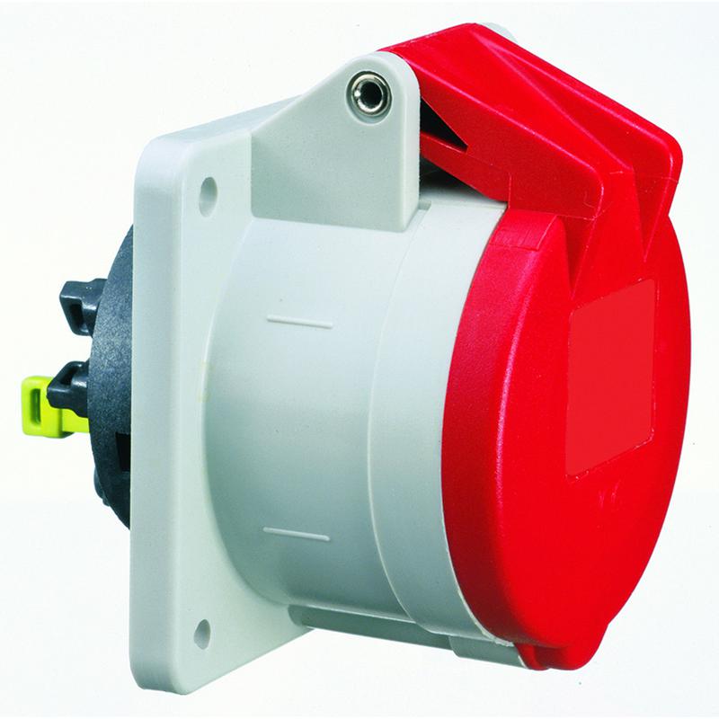 Розетка панельная 16А 5п 6ч 400В IP44 прямая фланец 70х70х4 Quick Connect Bals 13895