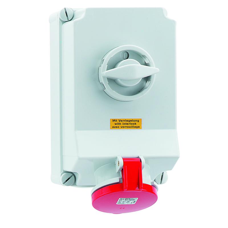 Розетка 63А 5п 6ч 400В IP44 260х160мм с блокировк. Bals 16603