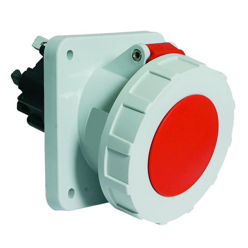 Розетка панельная 63А 5п 6ч 400В IP67 наклон 15град. фланец 114х114 Quick-Connect Bals 120307