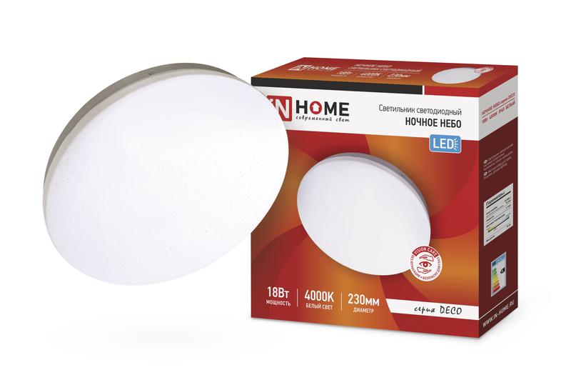 Светильник светодиодный DECO НОЧНОЕ НЕБО 18Вт 4000К 1170лм 230В 230х55мм IN HOME 4690612033471