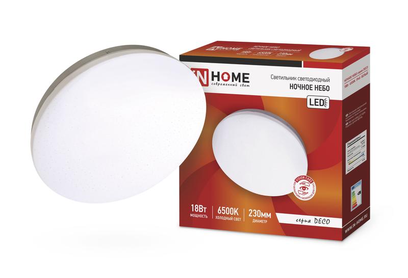 Светильник светодиодный DECO НОЧНОЕ НЕБО 18Вт 6500К 1170лм 230В 230х55мм IN HOME 4690612033495