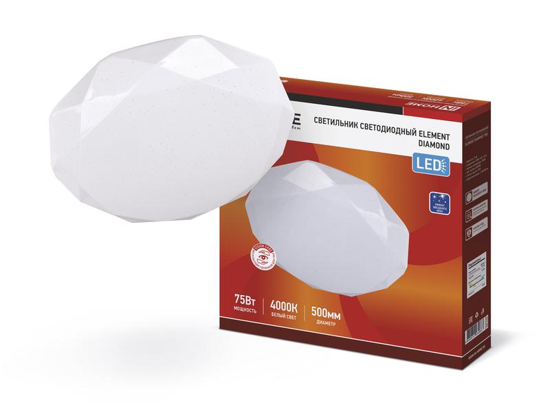 Светильник светодиодный ELEMENT DIAMOND 75Вт 4000К 6000лм 230В 500х80мм IN HOME 4690612034867