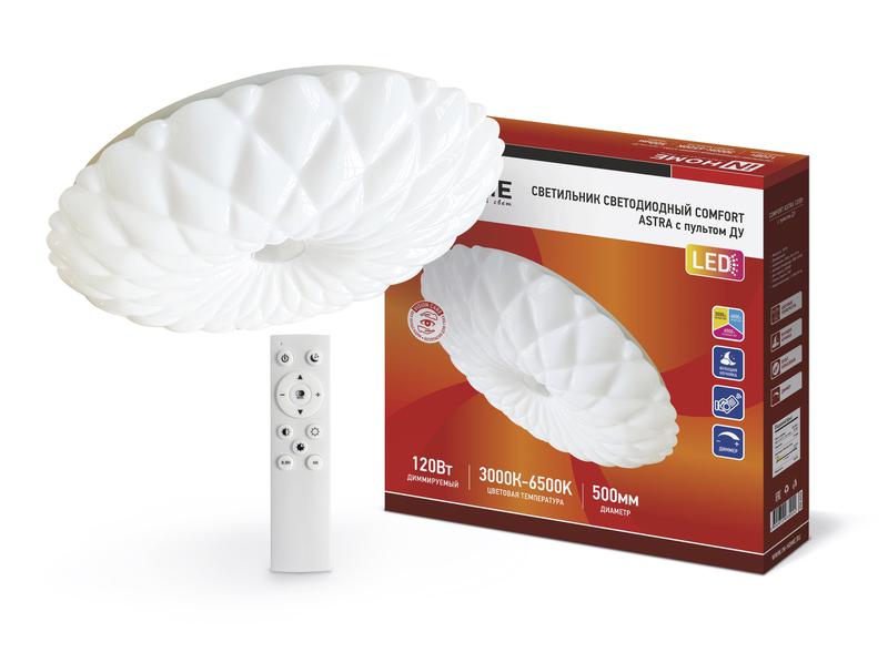 Светильник светодиодный COMFORT ASTRA 120Вт 3000-6500К 9600лм 230В 500х100мм с пультом ДУ IN HOME 4690612035024
