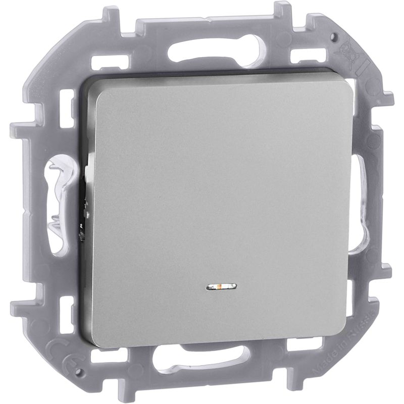 Переключатель 1-кл. Inspiria 10А IP20 250В 10AX с подсветкой/индикацией механизм алюм. IEK 673662